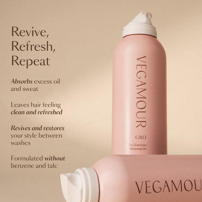 VEGAMOUR GRO Dry Shampoo Travel Size – Volumizing, Benzene-Free, Bergamot Scent | 1.8 oz