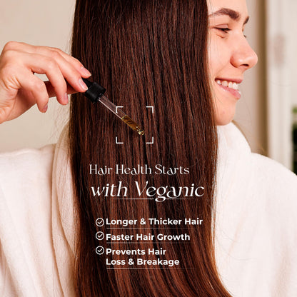 Veganic Hair Growth Oil for Women — 11 Botanicals, Non-GMO, 30-Day Supply