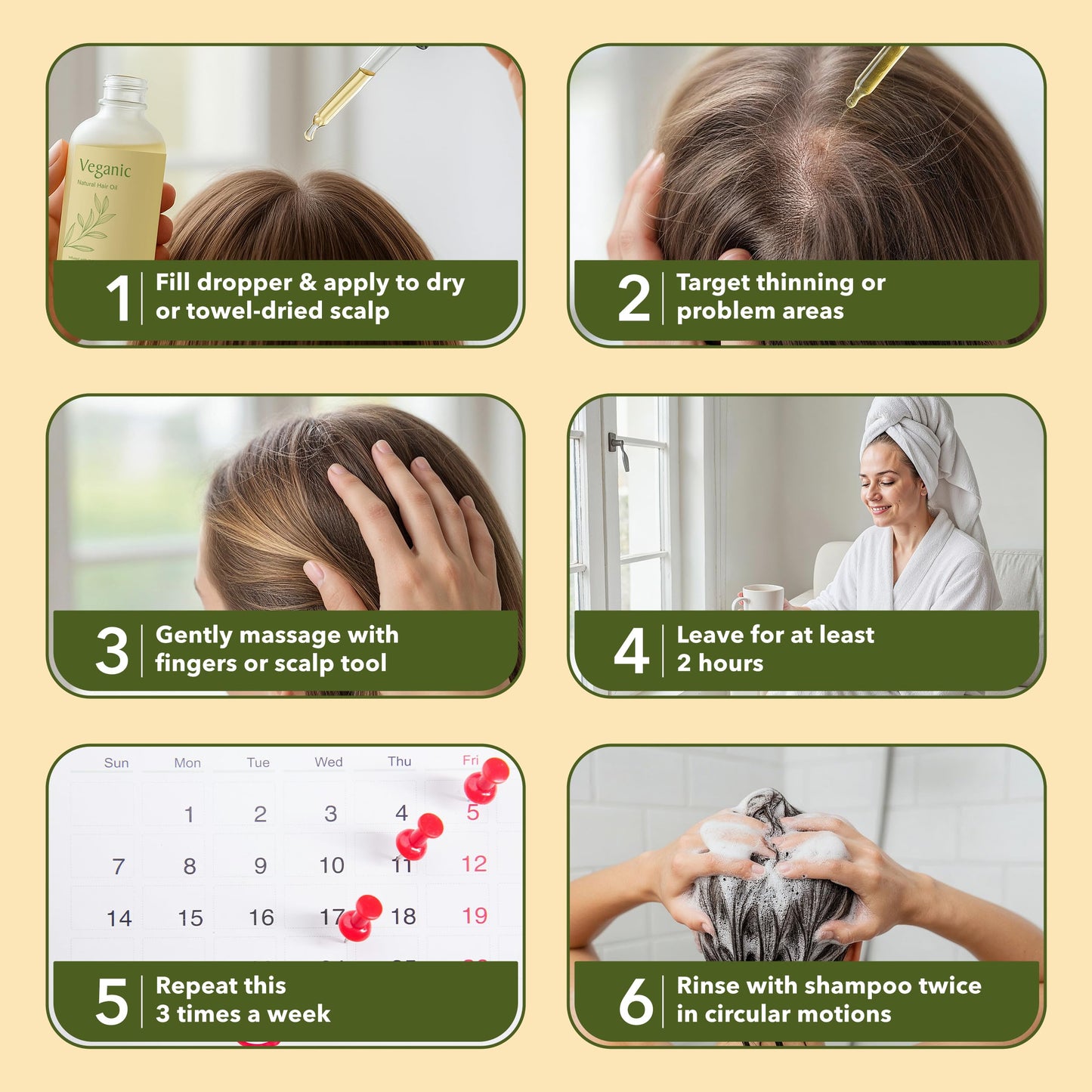 Veganic Hair Growth Oil for Women — 11 Botanicals, Non-GMO, 30-Day Supply
