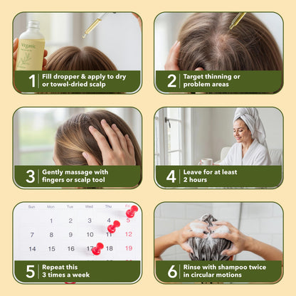 Veganic Hair Growth Oil for Women — 11 Botanicals, Non-GMO, 30-Day Supply