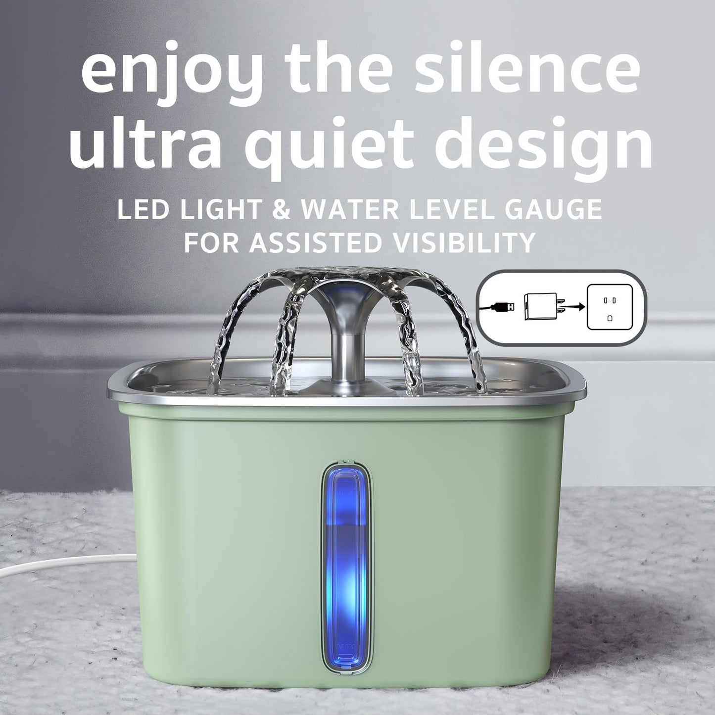 Veken Stainless Steel Cat Water Fountain 95oz/2.8L — Award-Winning, BPA-Free, 5-Stage Filtration
