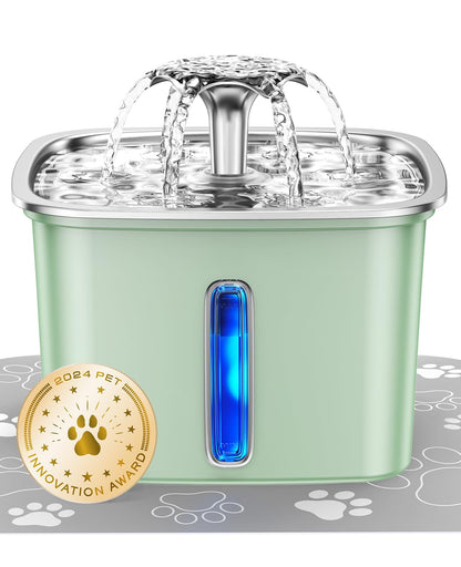 Veken Stainless Steel Cat Water Fountain 95oz/2.8L — Award-Winning, BPA-Free, 5-Stage Filtration