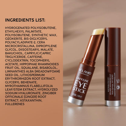 VELAMO ADVANCED Caffeine Eye Stick – Energizing Under-Eye Balm for Dark Circles & Puffiness | Travel-Size, 2 Pcs