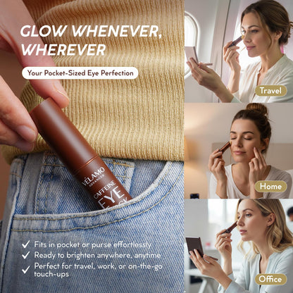 VELAMO ADVANCED Caffeine Eye Stick – Energizing Under-Eye Balm for Dark Circles & Puffiness | Travel-Size, 2 Pcs