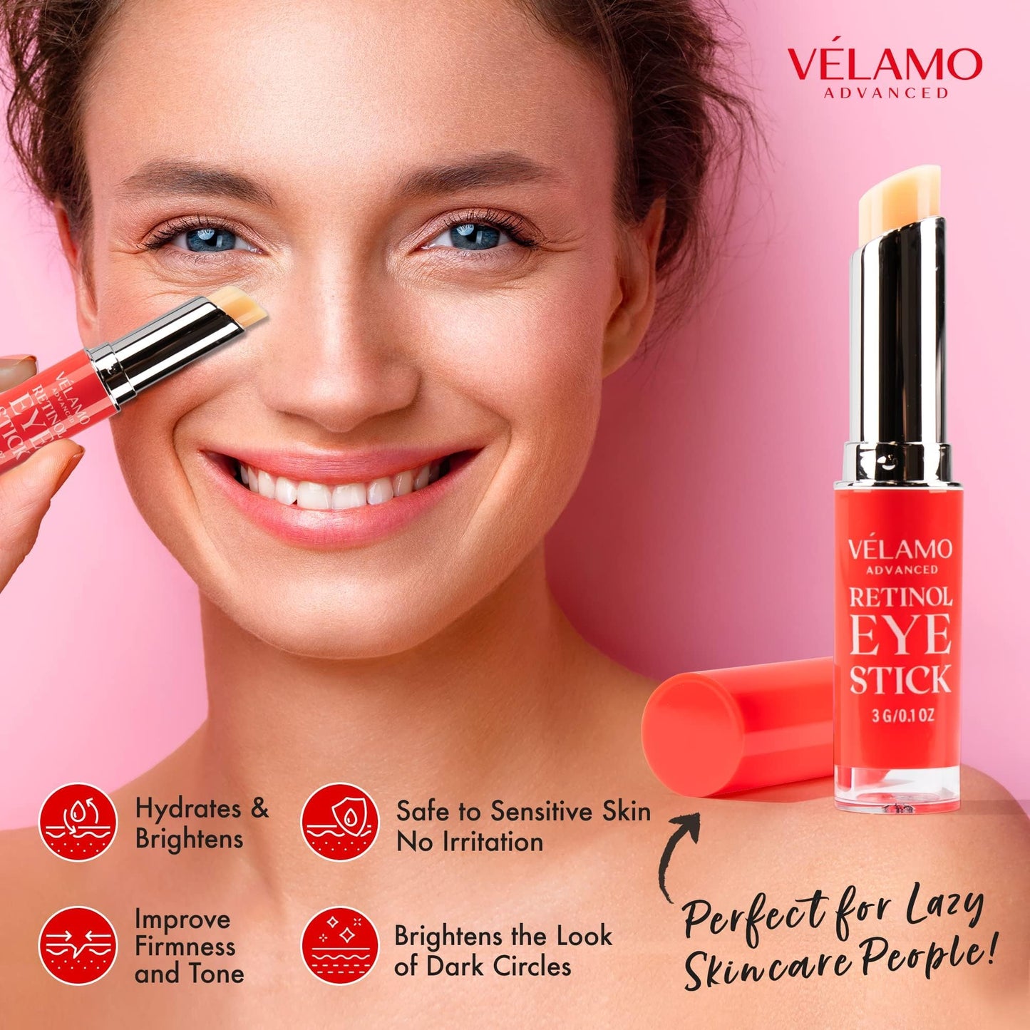 VELAMO ADVANCED Retinol Eye Stick Duo – Energizing Morning Caffeine + Night Renewal for On-the-Go Eyes