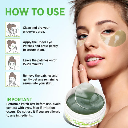 VELAMO ADVANCED Under Eye Patches – Aloe Vera, Retinol & 24k Gold for Puffiness, Dark Circles, and Wrinkles | 60 Pcs