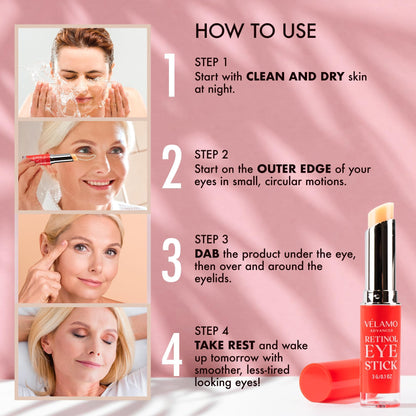 VELAMO ADVANCED Retinol Eye Stick – Renewing & Firming Under-Eye Balm, 2-Pack, Travel-Ready