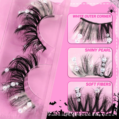 Veleasha Christmas Lashes - Pearl-Accented 20mm Wispy Cosplay Lashes Kit
