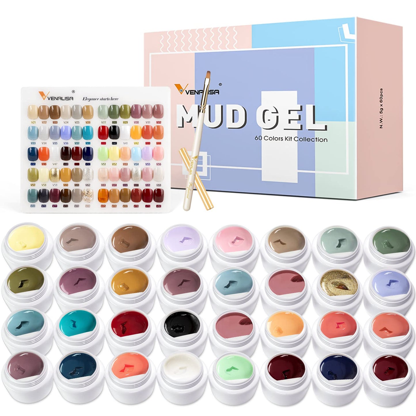 VENALISA 60 Colors Gel Nail Kit – Painting, Coloring & Nail Art Starter Set