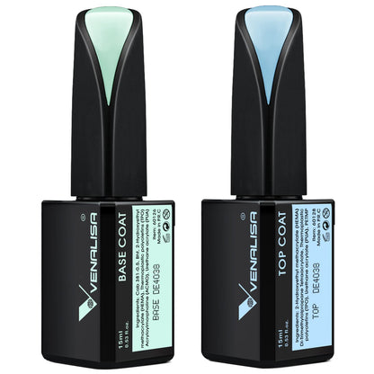 VENALISA 2-Piece 15ml Gel Nail Base & Top Coat Set – No-Wipe, High-Gloss