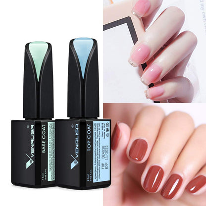 VENALISA 2-Piece 15ml Gel Nail Base & Top Coat Set – No-Wipe, High-Gloss