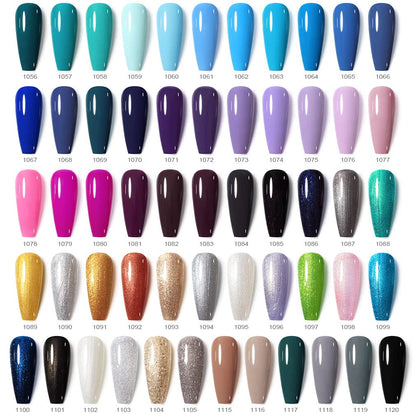 VENALISA 120 Pcs Gel Nail Polish Set with Base & Top Coat – 12ml Soak-Off UV LED Kit (White, Black, Pink, Blue)