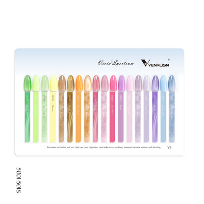VENALISA V1 22-Pcs Cat Eye Gel Nail Polish Set – 18 Colors + Color Card, Glitter Blue Green Purple Kit for At-Home Manicure