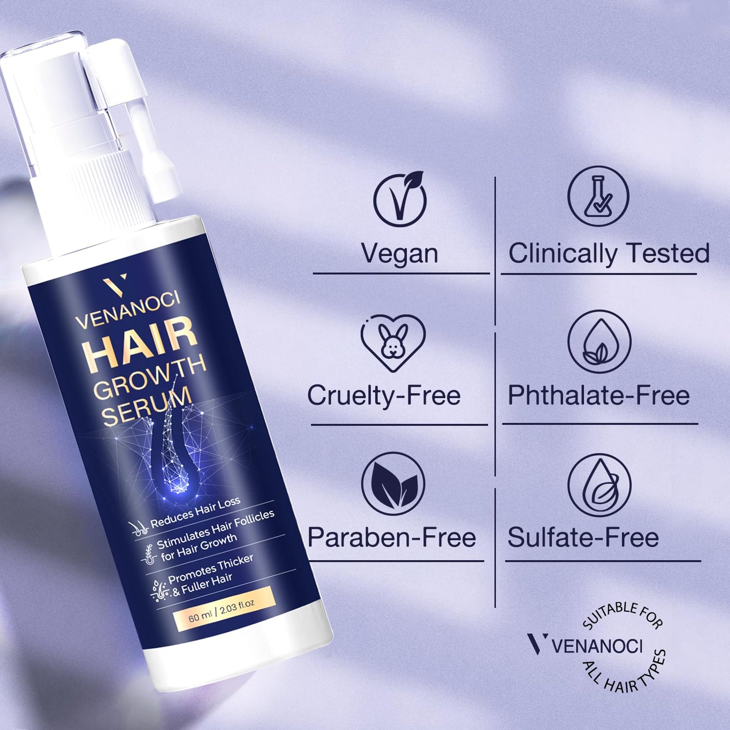 VENANOCI Hair Growth Oil Spray – Natural Regrowth Serum with Rosemary & Biotin for Thinning Hair