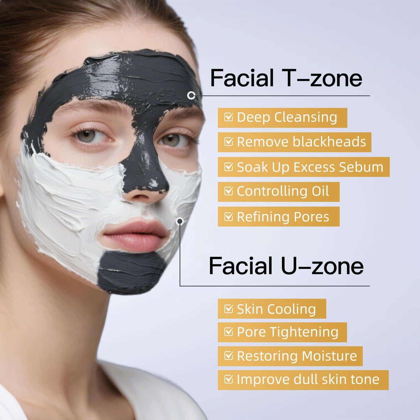 Venrock Dual Kaolin Clay Mask & Black Mask Clay - 2-in-1 Deep Pore Cleansing Facial (4.94 oz)