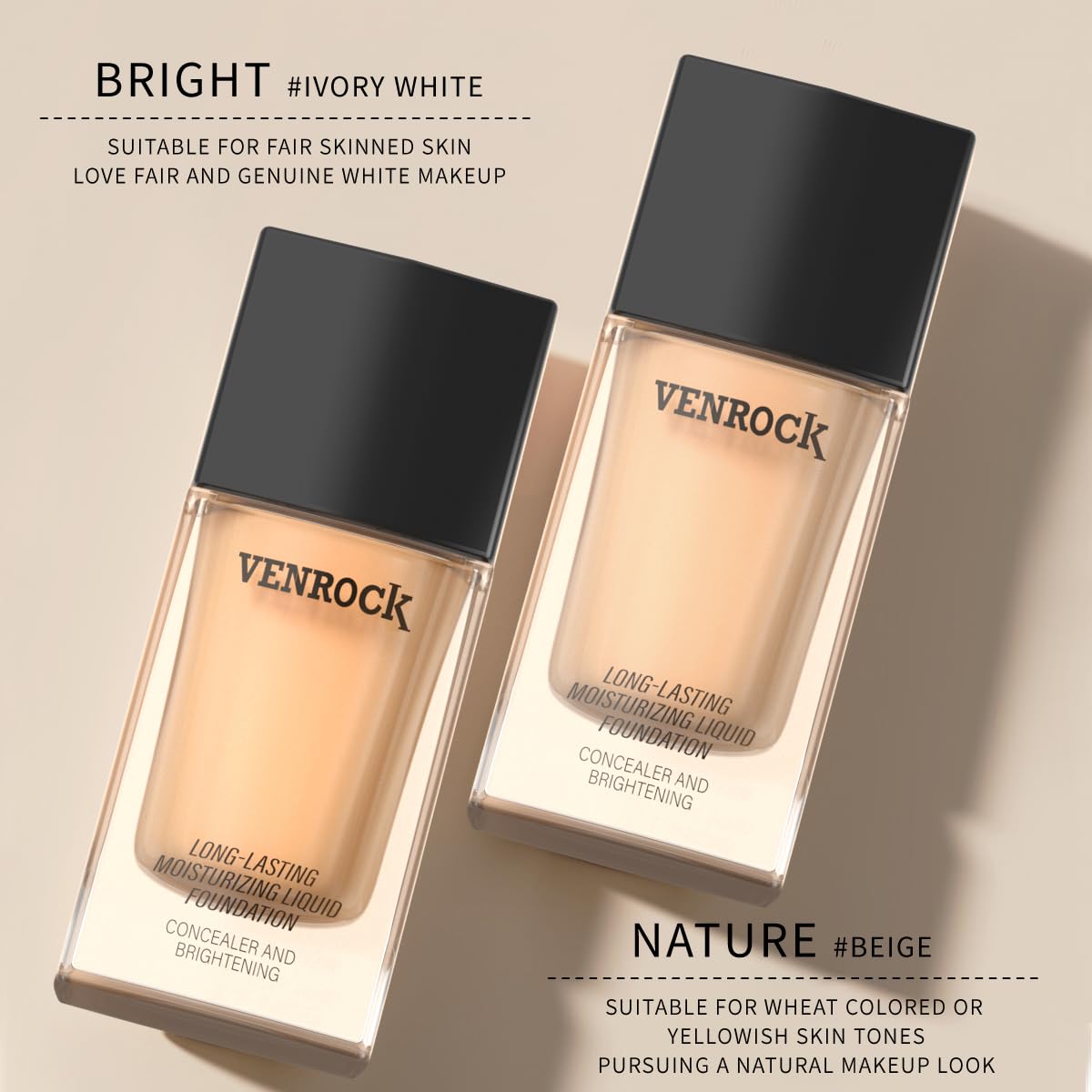Venrock 24HR Long-Lasting Moisturizing Foundation – 02 Beige (30ml) | Waterproof & Buildable Coverage