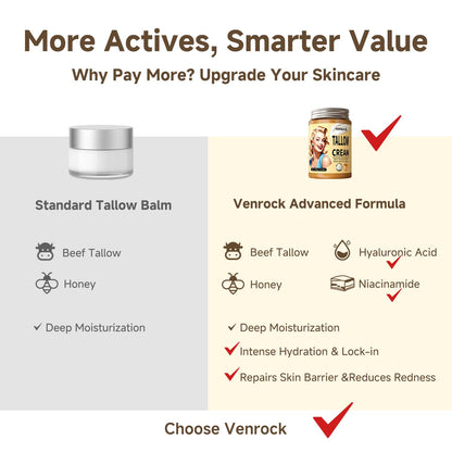 Venrock Beef Tallow Honey Face Balm – Hyaluronic Acid & Niacinamide, Whipped Moisturizer (3.5oz)