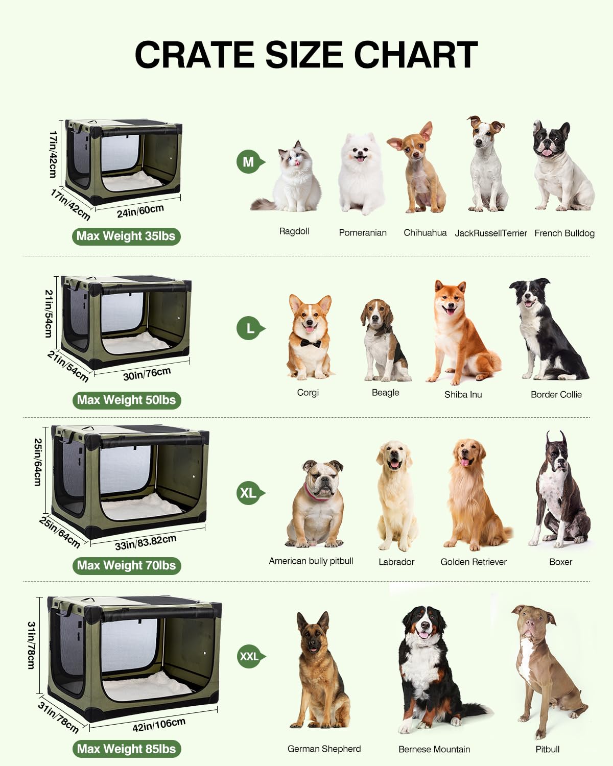 Veraste 33-Inch Collapsible Travel Dog Crate for Medium-Large Dogs | Portable 4-Door Soft Kennel with Mesh Windows