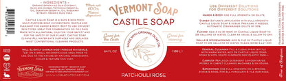 Vermont Castile Soap Patchouli Rose | Gentle Liquid Soap for Sensitive Skin, Body Wash & Oily Hair – 64 oz