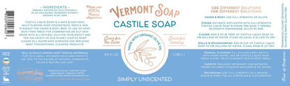 Vermont Castile Soap Unscented – Gentle Organic Liquid Soap for Skin, Hair & Home (64 oz)