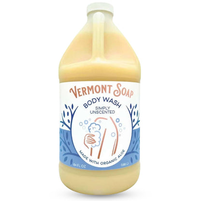 VERMONT SOAP Body Wash – Simply Unscented, 64 oz, USDA Organic, Moisturizing & Gentle