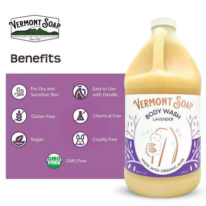 VERMONT SOAP Natural Body Wash with Shea Butter – Unscented, 64 oz