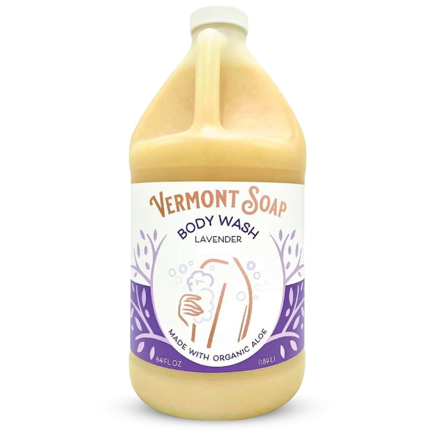 VERMONT SOAP Natural Body Wash with Shea Butter – Unscented, 64 oz