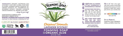 VERMONT SOAP Organic Lavender Foaming Hand Soap – Fragrance-Free, Moisturizing 64 oz