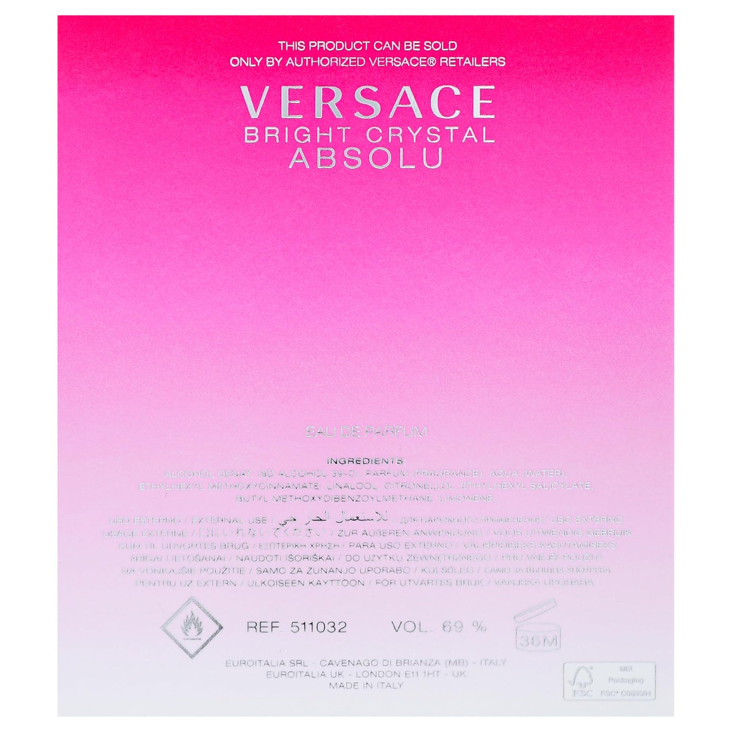 Versace Bright Crystal Absolu for Women – 3.0 oz Eau de Parfum Spray