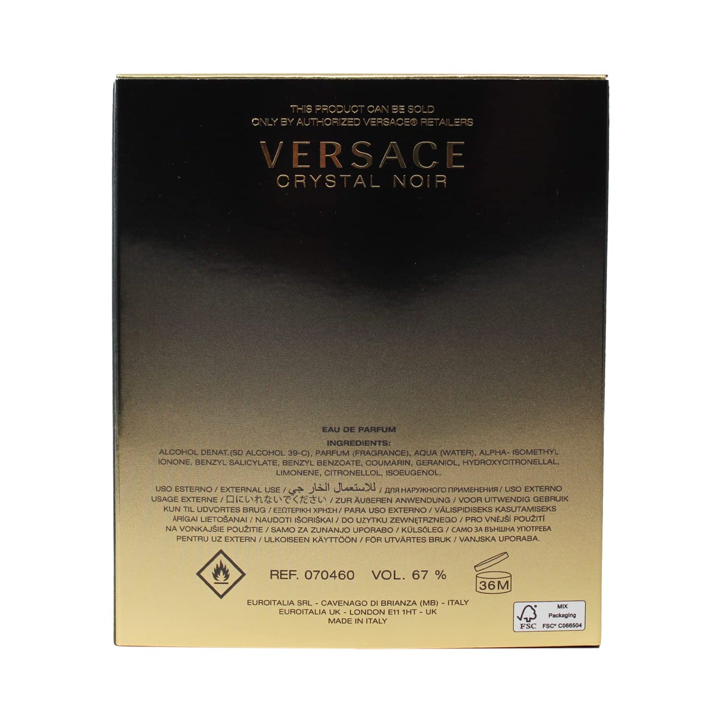 Crystal Noir by Versace for Women – Amber Floral EDP, 90 ml / 3 oz Spray