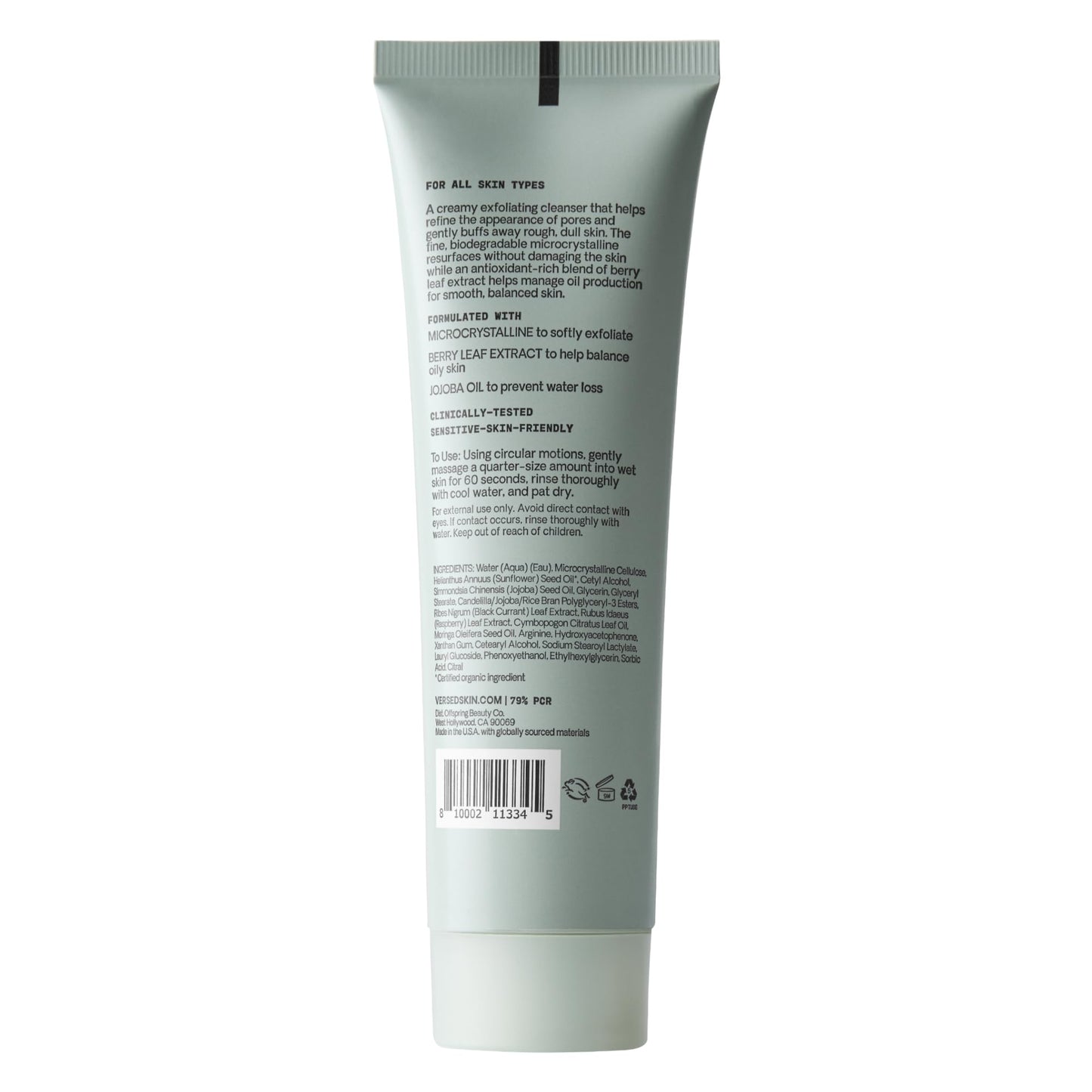 Versed Day Maker Microcrystal Exfoliating Cleanser – Creamy, Biodegradable Microcrystals, Vegan (3 oz)