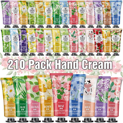 VESPRO 210 Pack Moisturizing Hand Cream Gift Set – 14 Scents, Travel-Size, Bulk Gifts