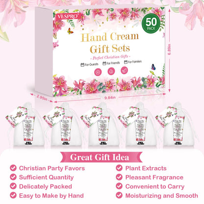 VESPRO 50-Pack Christian Hand Cream Gifts with Prayer Cards | Bible Verse Gifts for Women