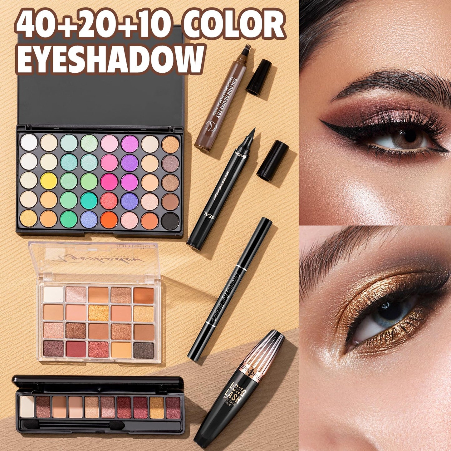 VESPRO All-In-One Makeup Kit – 40-Color Eyeshadow Palette, Foundations & Brushes | Gift Set for Women & Beginners