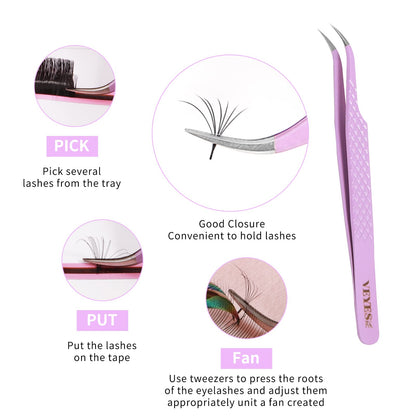 VEYES INC High-Precision J45 Lash Tweezers for Volume Fans | Professional Eyelash Extension Tool