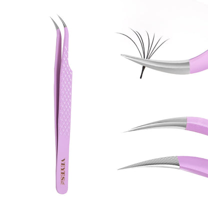 VEYES INC High-Precision J45 Lash Tweezers for Volume Fans | Professional Eyelash Extension Tool