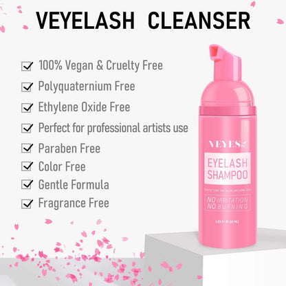 VEYES INC Lash Shampoo for Lash Extensions | Gentle, Oil & Sulfate Free 60ml