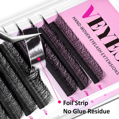 VEYES INC YY Lash Extensions Tray – Premade YY-W Fans, 0.05 D-Curl, 9-15mm