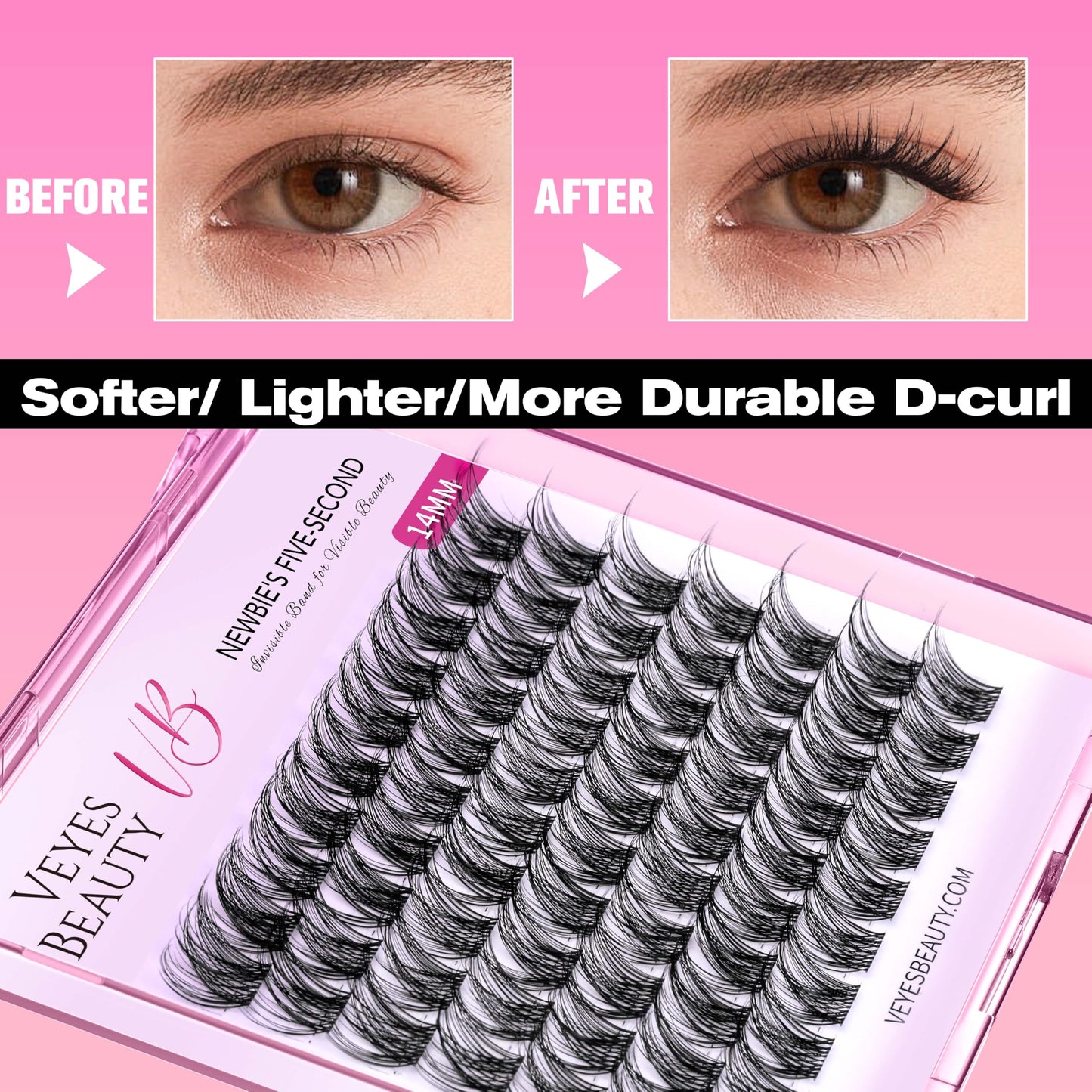 VEYESBEAUTY Lash Clusters DIY Eyelash Extensions – Newbie Five-Second Series, LuxeBold 10mm, Single Length