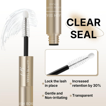 VEYESBEAUTY Lash Bond and Seal 2-in-1 Waterproof Glue for DIY Lash Extensions | 5ml + 5ml White Bond