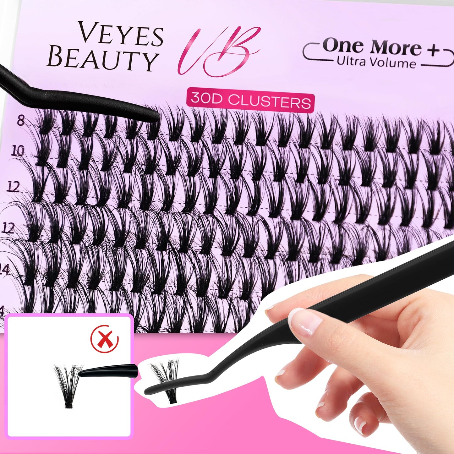 VEYESBEAUTY Lash Clusters UltraVolume: 3D Layered DIY Lashes Tray (30D & 40D)