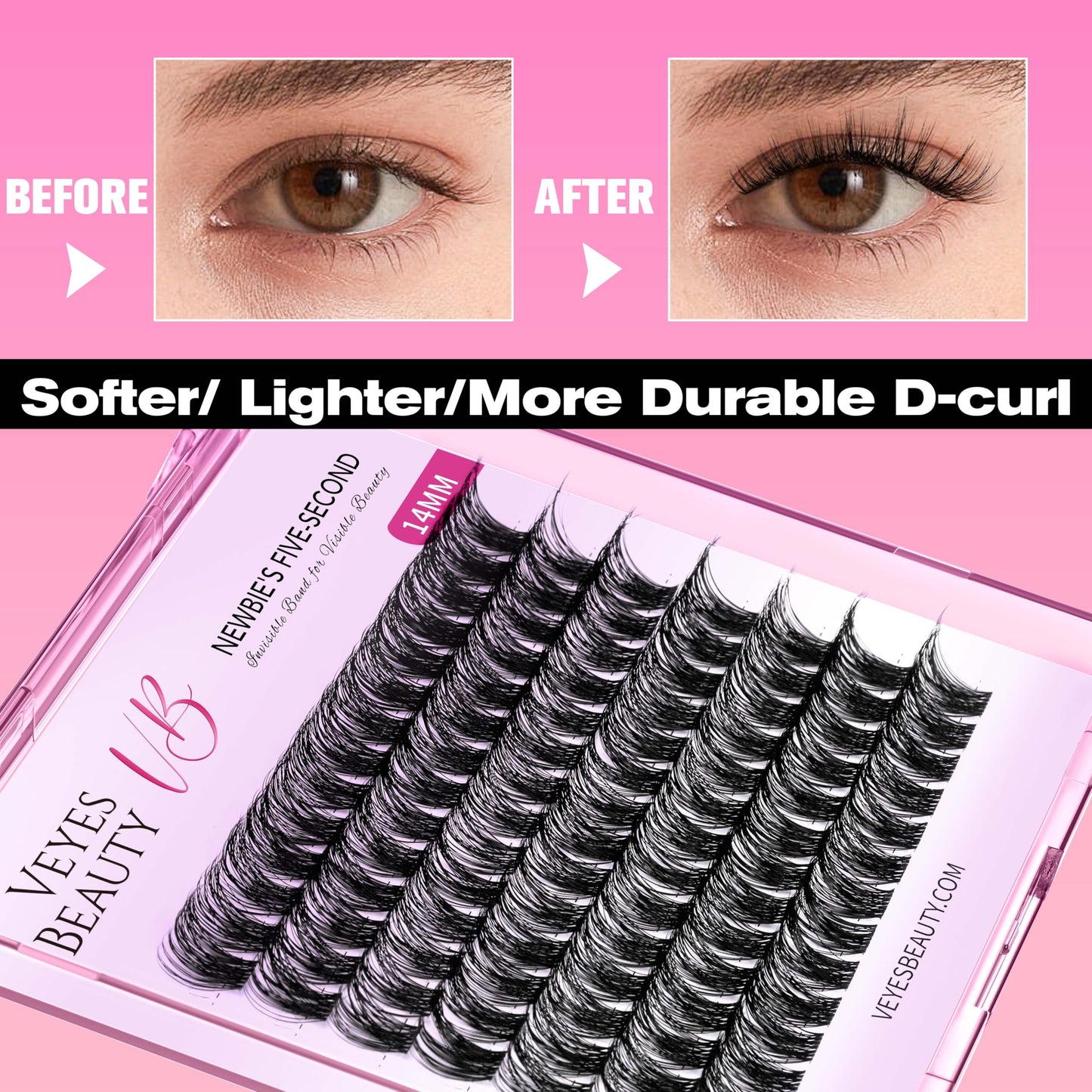 VEYESBEAUTY Lash Clusters: DIY Five-Second Wispy Lashes, 12mm