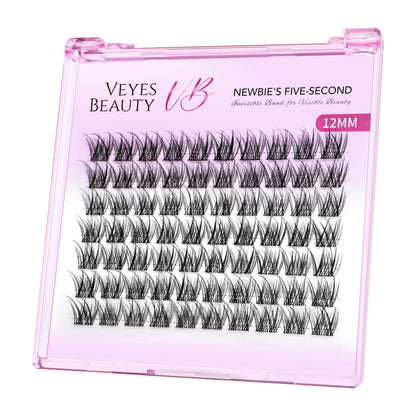 VEYESBEAUTY Lash Clusters – DIY False Eyelashes, Five-Second Series, LuxeBold 12mm Wispy