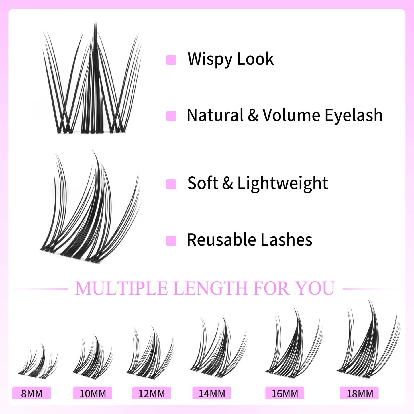 VEYESBEAUTY Manga Lash Clusters — DIY False Lashes for Quick, Natural-Looking Lashes (8–18mm)