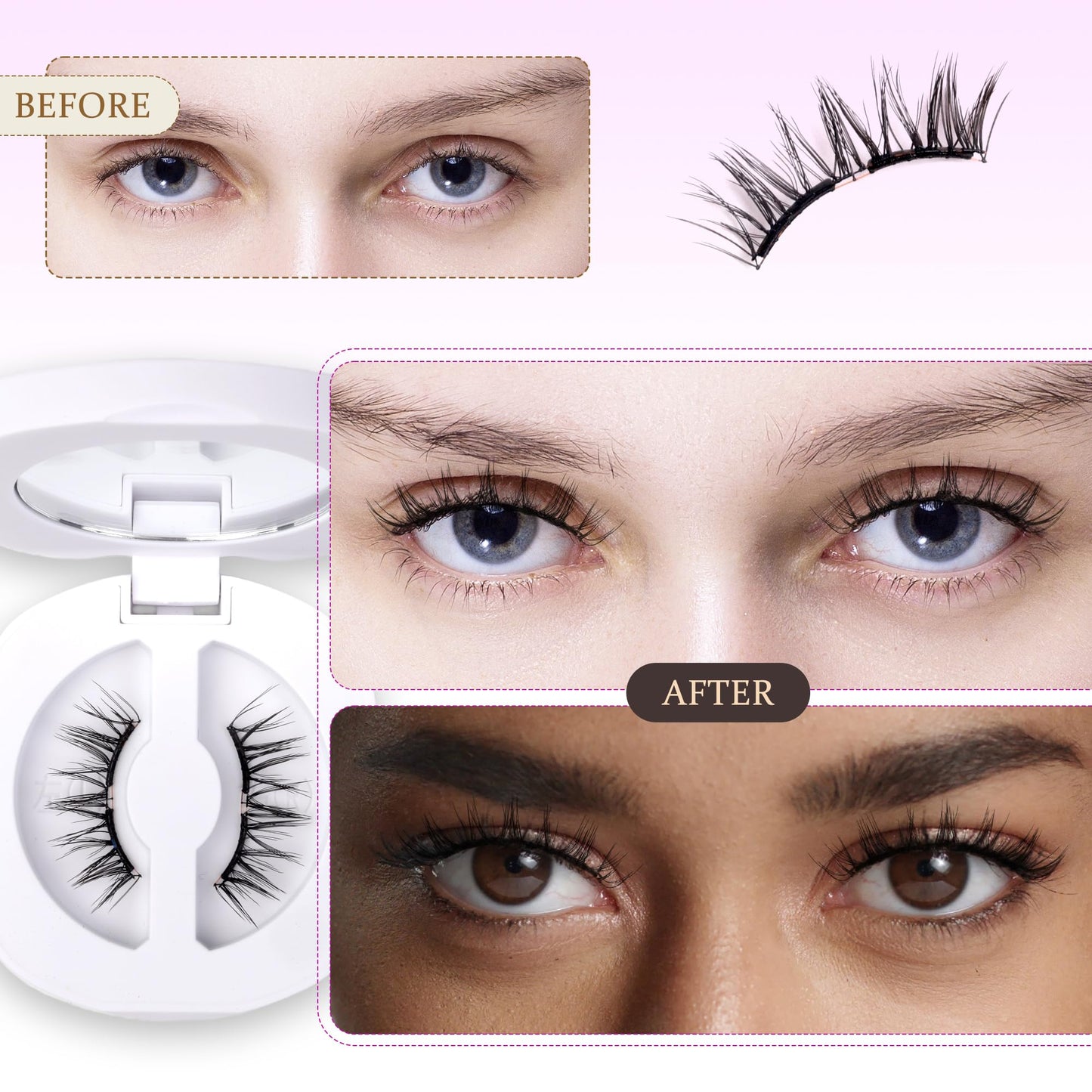 VEYESBEAUTY NomSpirit Magnetic Lashes with Applicator – Glue-Free, Reusable