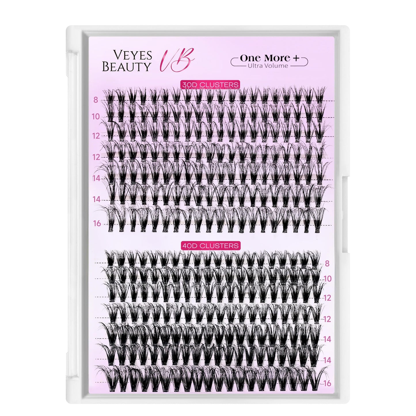 VEYESBEAUTY Lash Clusters UltraVolume: 3D Layered DIY Lashes Tray (30D & 40D)
