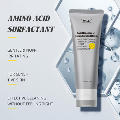 VGO Facial Cleanser – Dual-Tube 3-in-1 Cleanser with Amino Acids & Mud, 3.52 oz
