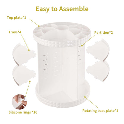 V-HANVER 360° Rotating Makeup Organizer | Large-Capacity Acrylic Vanity Storage