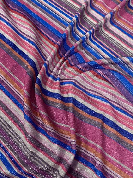 Vibrant Multicolour Striped Lurex Fabric by the Metre