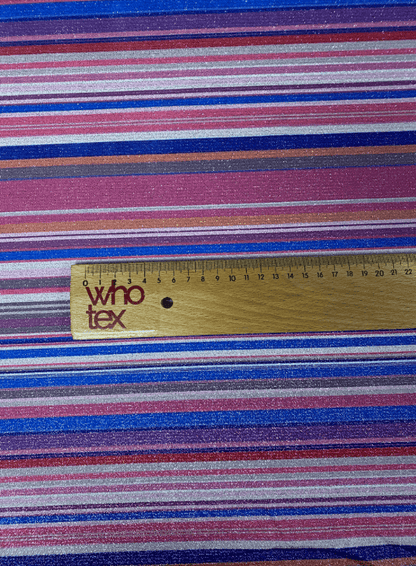 Vibrant Multicolour Striped Lurex Fabric by the Metre